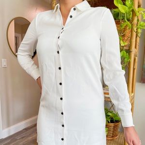 Kate Spade White Midi Dress with Black Buttons